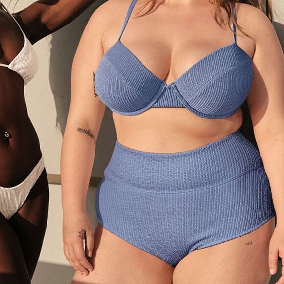 Victorias Secret Pink Swim Crinkle Push Up Padded Bikini Top Shortie Bottom Set - Picture 2 of 7